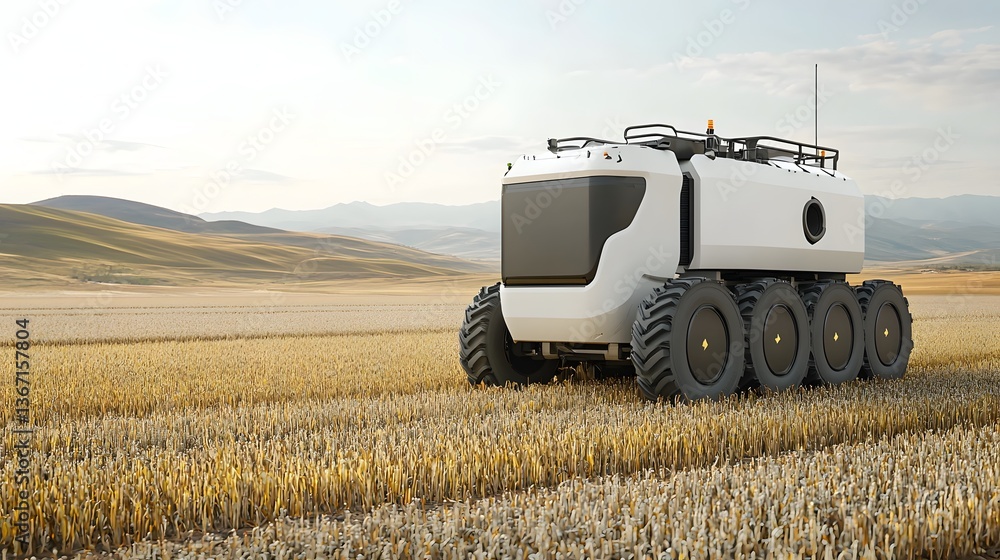 Poster autonomous robotic harvester efficiently collecting grains in an expansive agricultural field showca