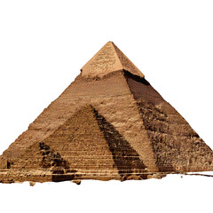 A clear view of the Pyramids of Giza, isolated on a white background.