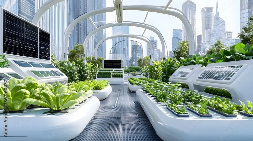 Aufkleber a state of the art smart farm that harnesses the power of renewable energy sources like solar and wi