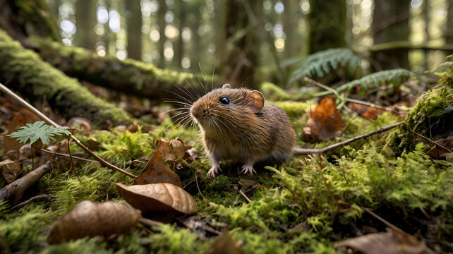 A tiny hazel dormouse clings to a delicate branch ai