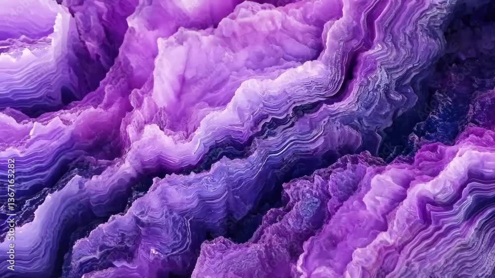 Poster a close-up view of purple sugilite agate stone with intricate layers and patterns, showcasing variou
