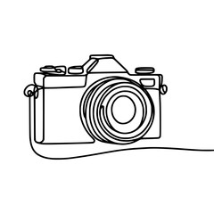 Line Drawing of a Camera on a Transparent Background  