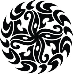 Black and white pattern simple mandala vector design  with transparent background 