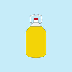 Cooking oil bottle vector illustration on blue background