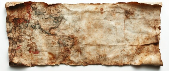 Old and weathered map revealing historical locations and routes from a bygone era