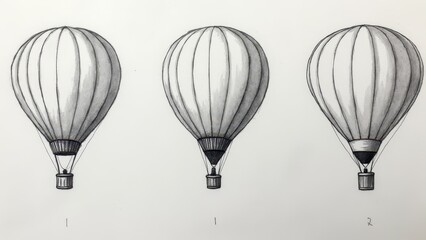 Three vintage hot air balloons illustration
