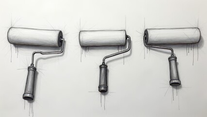 Three paint rollers sketch