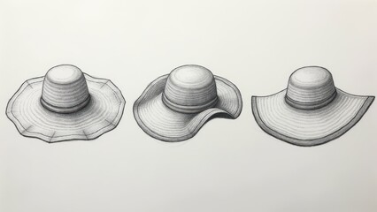 Three Summer Hats Drawing