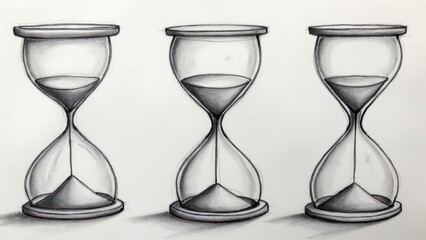 Hourglasses in pencil drawing