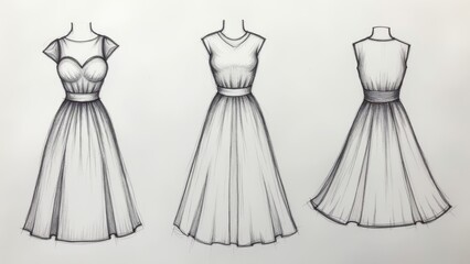 Elegant Dress Sketches Vintage Fashion Designs