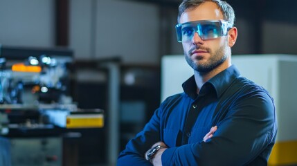 Fototapeta premium An AI powered augmented reality system, helping engineers with real-time, 3D visualization of complex machinery parts and assembly processes