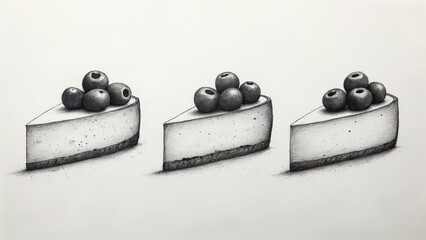 Slices of Cheesecake with Blueberries Illustration