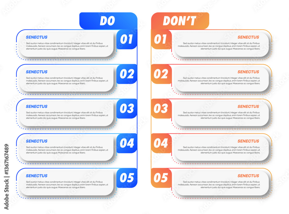 Wall mural do and dont infographic design template modern color style vector 10 eps