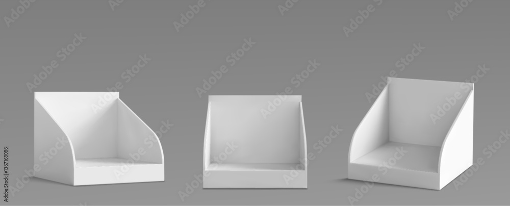 Poster white cardboard point of sale display stands - countertop holders in different angles of view for re