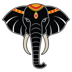 Cultural Indian Elephant Silhouette Black Vector Art