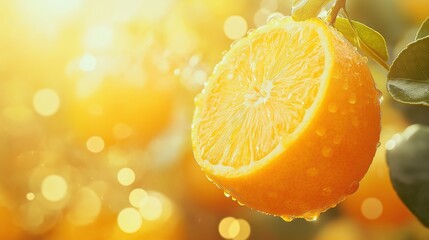 A vibrant orange radiates health, surrounded by abstract symbols of joy and mental well-being, evoking warmth and positivity.