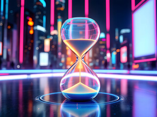 hourglass on black background