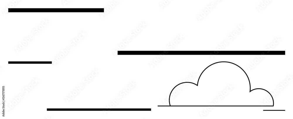 Poster cloud silhouette with horizontal lines creating a clean, modern composition emphasizing minimalism a