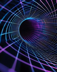 A spiral of purple, blue and green lines