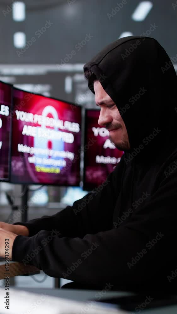 Fototapete ransomware cyber attack on hacker computer