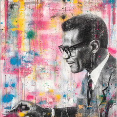 Abstract Portrait of a Man in a Suit Against a Colorful Background