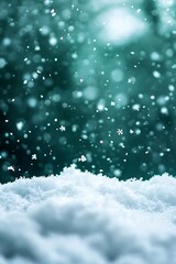 Snowy winter scene with falling snowflakes.