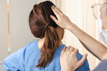 Physical therapy, healthcare professional provides physical therapy to patient, focusing on neck and shoulder areas to enhance mobility and relieve tension