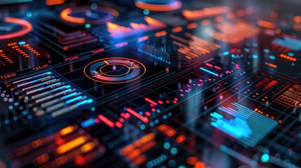 Obraz premium Vibrant Digital Data Visualization with Graphs and Charts