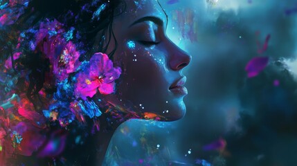 An AI powered digital art creation tool, assisting artists in generating high-quality digital paintings based on input preferences in real-time, glowing creative interface