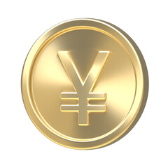Gold coin with Japan currency symbol