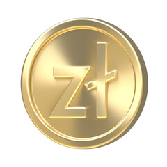 Gold coin with Poland currency symbol