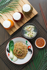 TRADITIONAL FOOD MIE OR BAKMI AYAM WITH DUMPLINGS