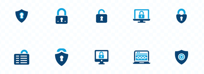 locked icon set . Locked and unlock icon collection. Padlock icon set. solid vector