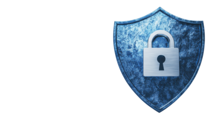 blue security lock isolated on white background 