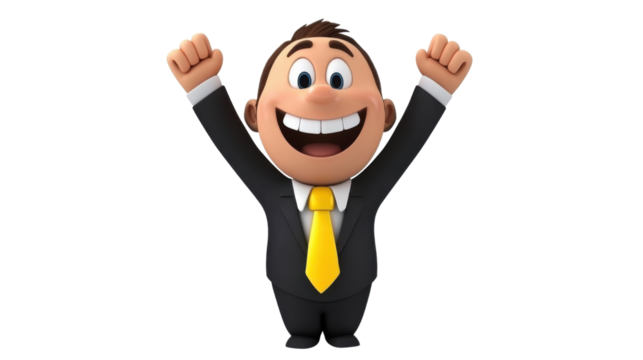 businessman with arms raised isolated on white background  - Powered by Adobe