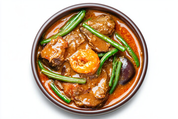 a bowl of stew with green beans and carrots