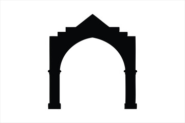 Arch silhouette vector on white background