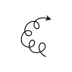 Spiral arrow.  Doodle spiral arrow, hand drawn spring arrow coil icon. Vector illustration