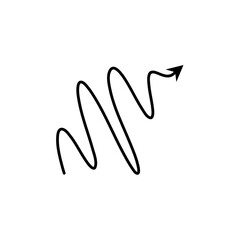 Spiral arrow.  Doodle spiral arrow, hand drawn spring arrow coil icon. Vector illustration