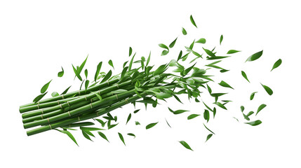 A bunch of bamboo shoots are blowing in the wind