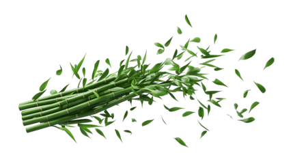 A bunch of bamboo shoots are blowing in the wind