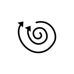 Spiral arrow.  Doodle spiral arrow, hand drawn spring arrow coil icon. Vector illustration