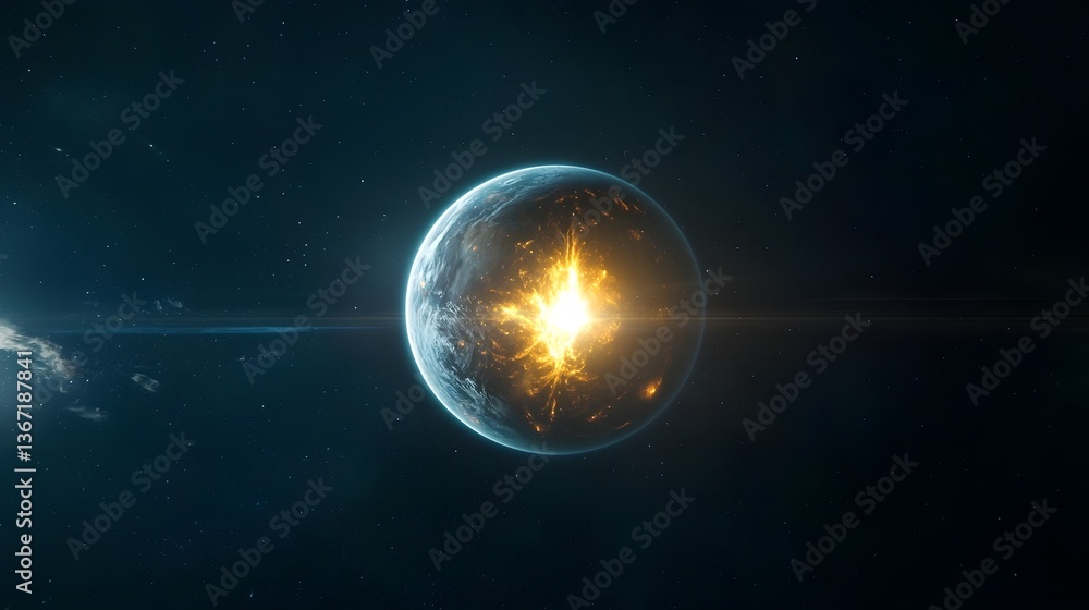 Poster majestic exoplanet with swirling storms and mesmerizing atmospheric auroras showcasing the dynamic a
