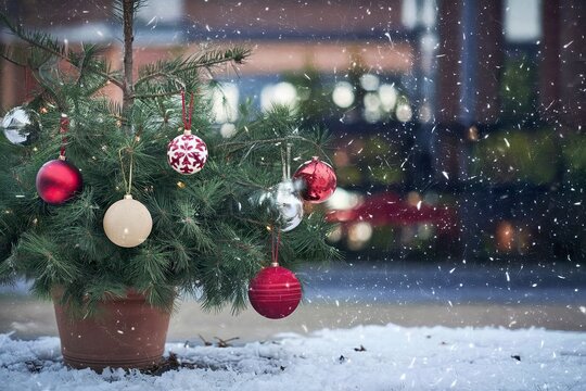 A background with a baubles of various shapes and sizes