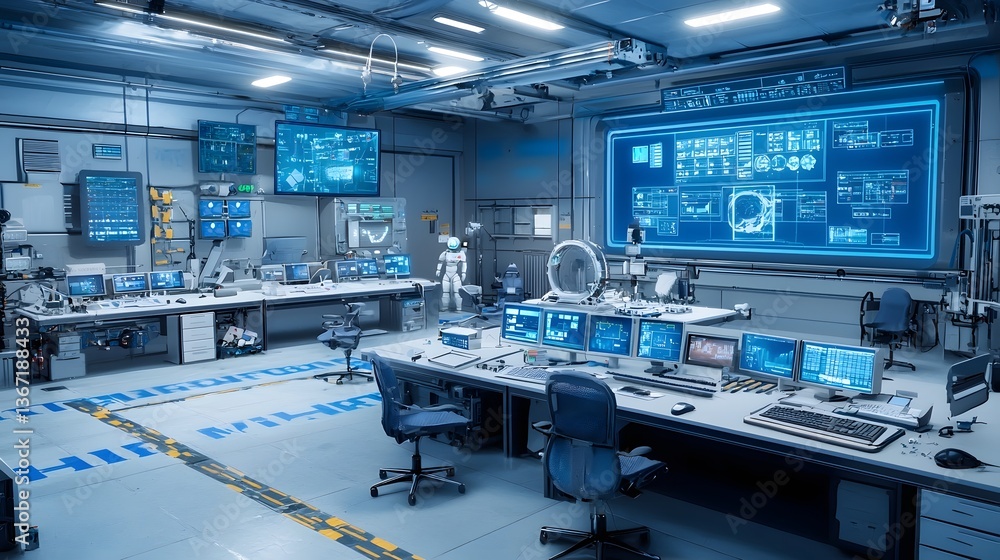 Poster a cutting edge ai controlled research laboratory aboard a state of the art space station equipped wi