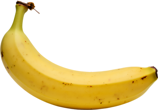 Ripe banana, yellow fruit, transparent background.