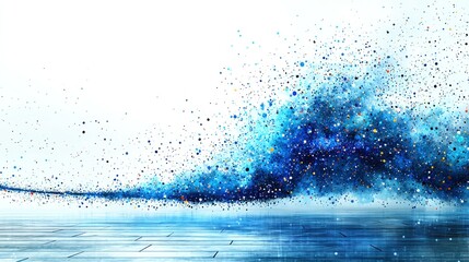Obraz premium Abstract Blue Particle Burst: Digital Art