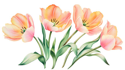 Naklejka premium A bouquet of four pink and orange flowers