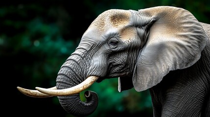 Majestic elephant wildlife portrait dark background