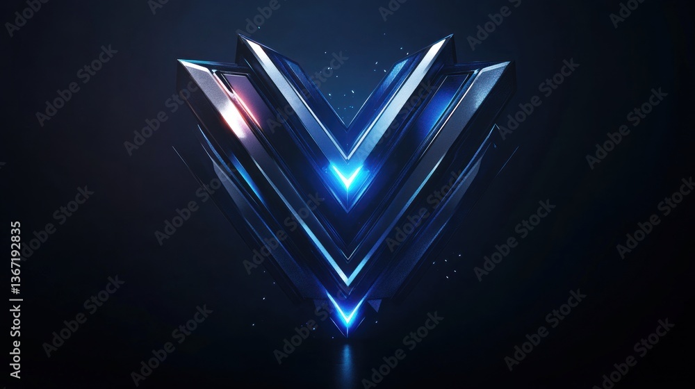 Poster abstract futuristic crest with dynamic illumination on dark backdrop